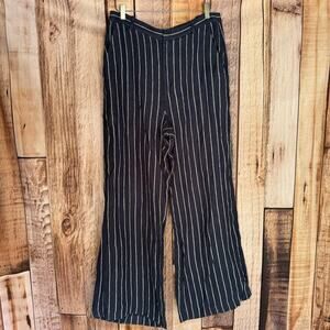 Polo Ralph Lauren Linen Wide Leg Striped Pants Navy Nautical Preppy Size 12